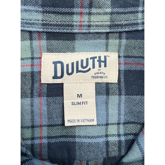 Duluth Trading Co Blue Plaid Soft Cotton Flannel Shirt Men's med - Picture 4 of 10